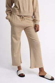 Khaki Organic Fleece Wide Leg Pant
