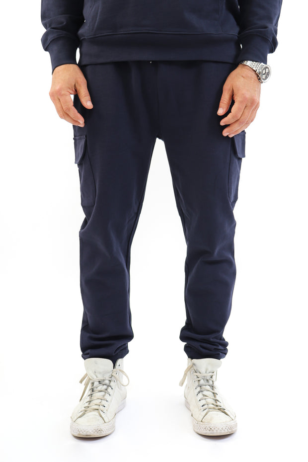 Men's Navy French Terry Cargo Joggers