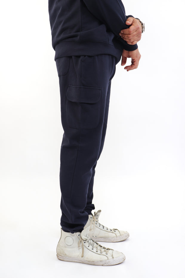 Men's Navy French Terry Cargo Joggers