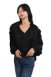 Ruffle Detail Satin Blouse