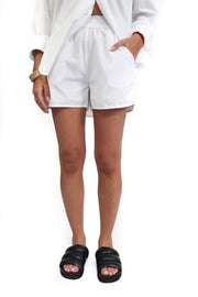 White Cotton Poplin Shorts