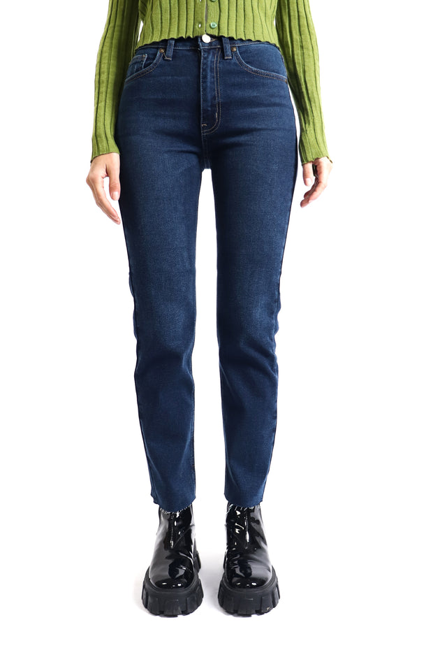 Cut-Off Cropped Straight Leg Denim