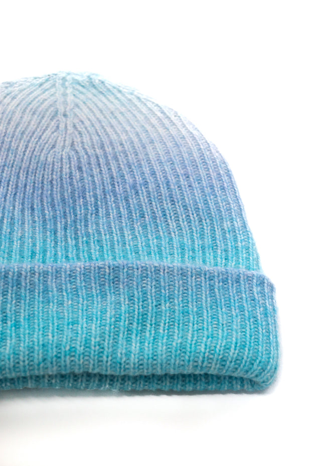 Turquoise Ombré Ribbed Knit Hat