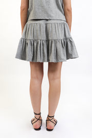 Tiered Cotton Slub Skirt