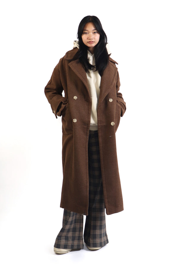 Double Breasted Chocolate Wool Coat