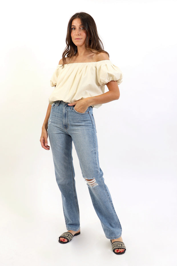 High Rise Long Straight Denim