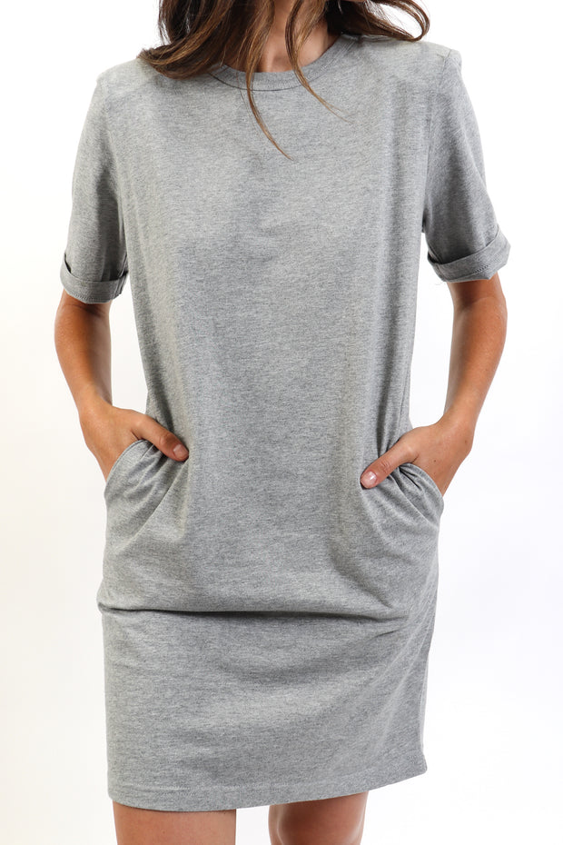 Extended Sleeve Shoulder Pad T-Shirt Dress
