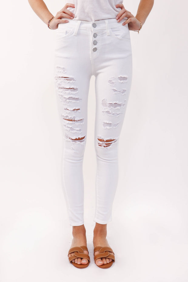 White Distressed Skinny Jean