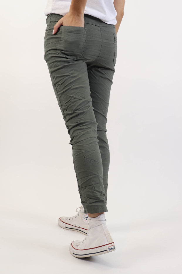 Army Green Crinkle Pant