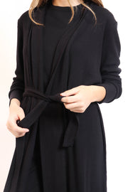 Soft Black Ribbed Robe