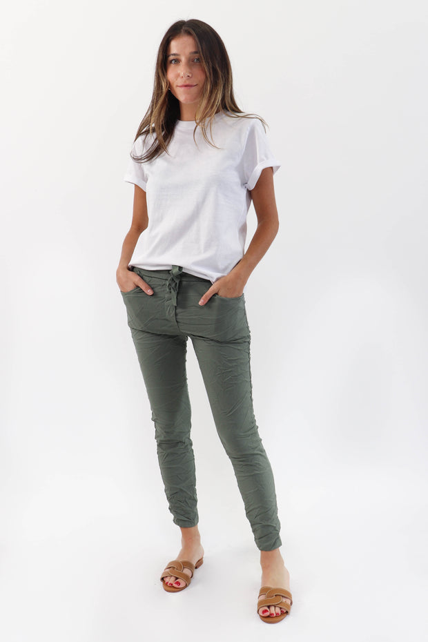 Army Green Crinkle Pant
