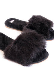 Faux Fur Black Slippers