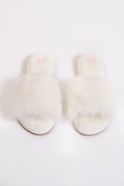 Faux Fur White Slippers